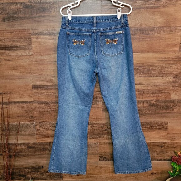 Vtg Zana Di Jeans Size 9 10 Flare High Rise Dragon Fly Embroidered 80's 90's - Picture 3 of 10